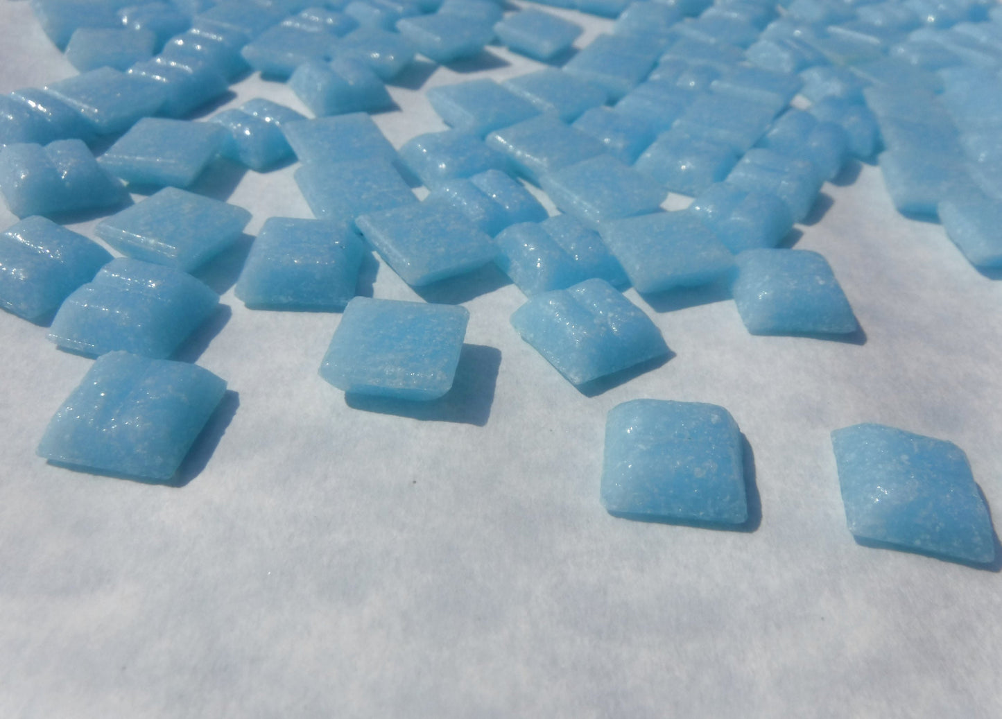 Light Blue Vitreous Glass Tiles - 1 cm - Mosaic Tiles - 100 grams - Approx 150 Tiles