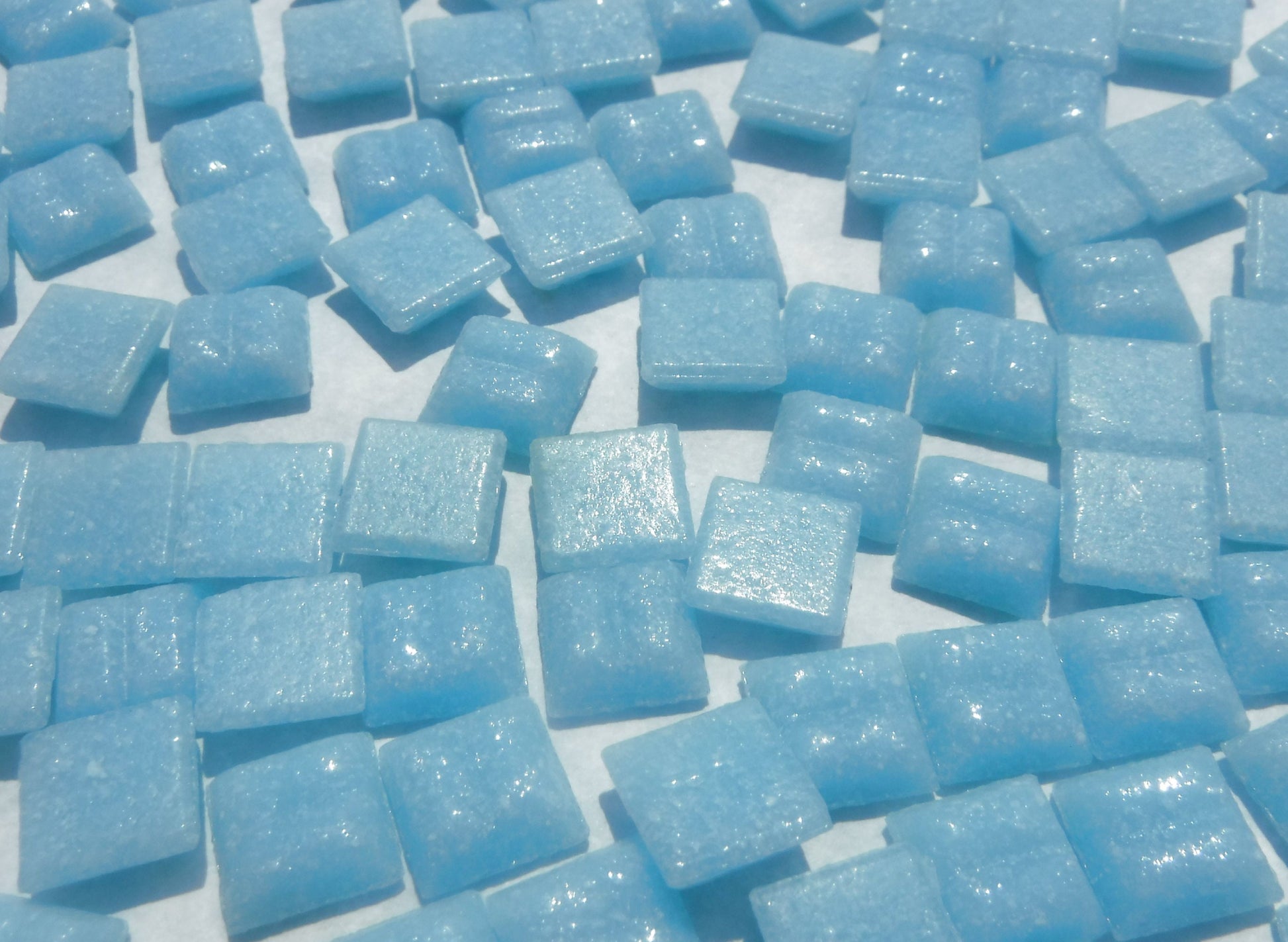 Light Blue Vitreous Glass Tiles - 1 cm - Mosaic Tiles - 100 grams - Approx 150 Tiles