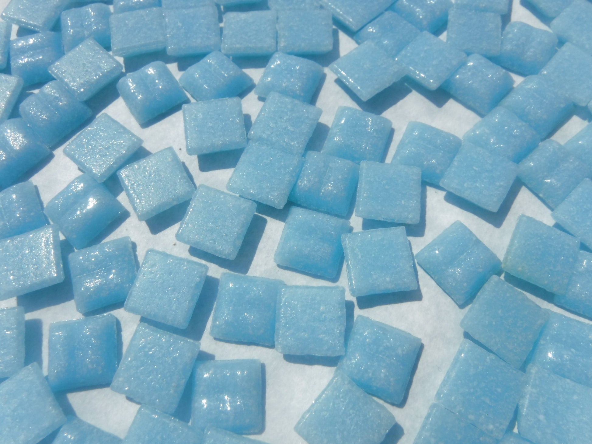 Light Blue Vitreous Glass Tiles - 1 cm - Mosaic Tiles - 100 grams - Approx 150 Tiles