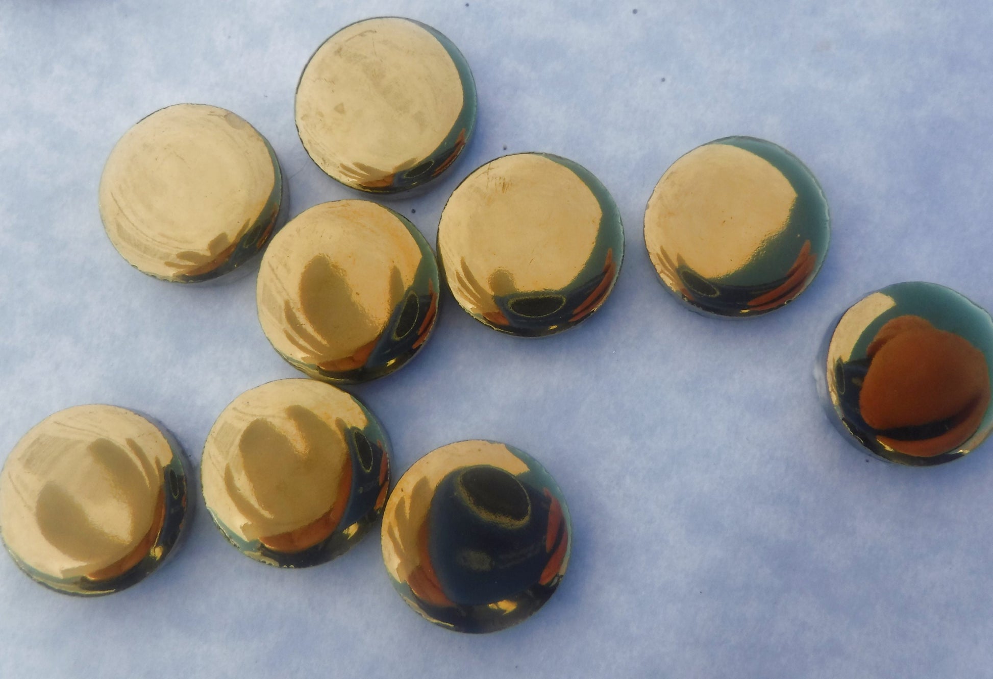 Gold Circles Mosaic Tiles -Metallic 2 cm Penny Rounds - .8 inch - 25 Tiles