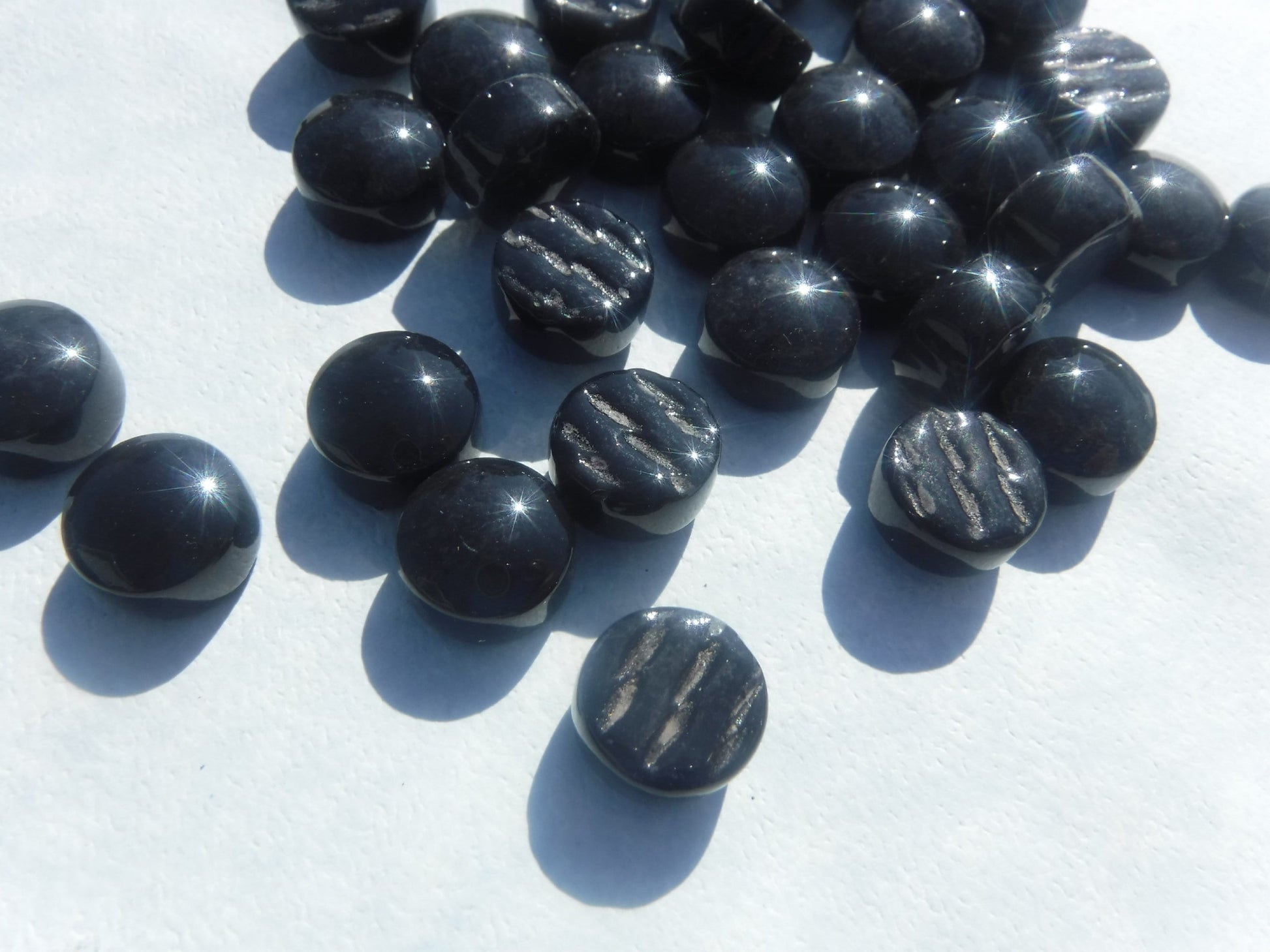 Black Glass Gems - 100 grams of 12mm Mosaic Tiles - Over 60 Tiles