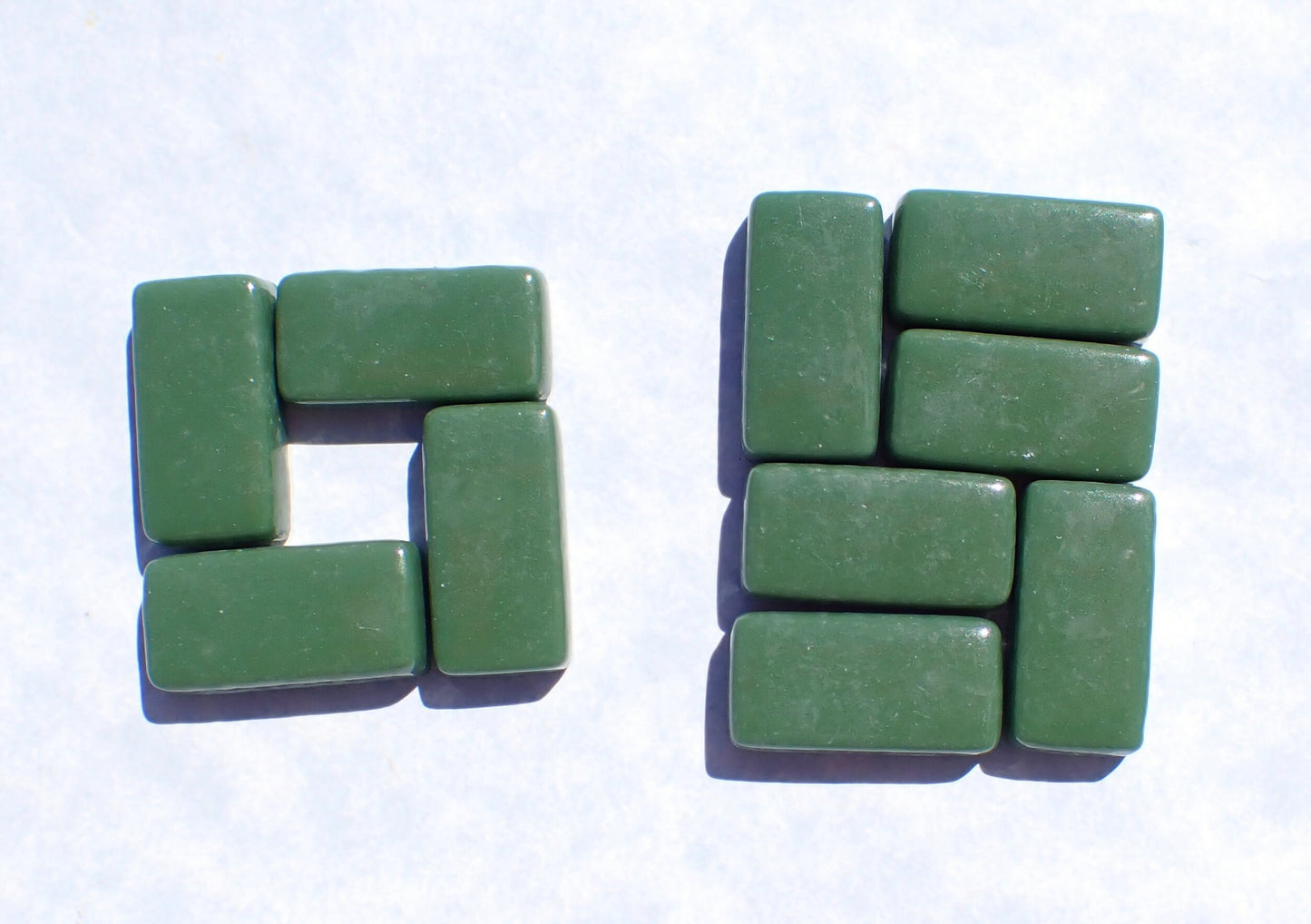 Cedar Green Rectangle Mosaic Tiles - 20mm - 100g Opaque Glass Bars - Approx 35 Tiles