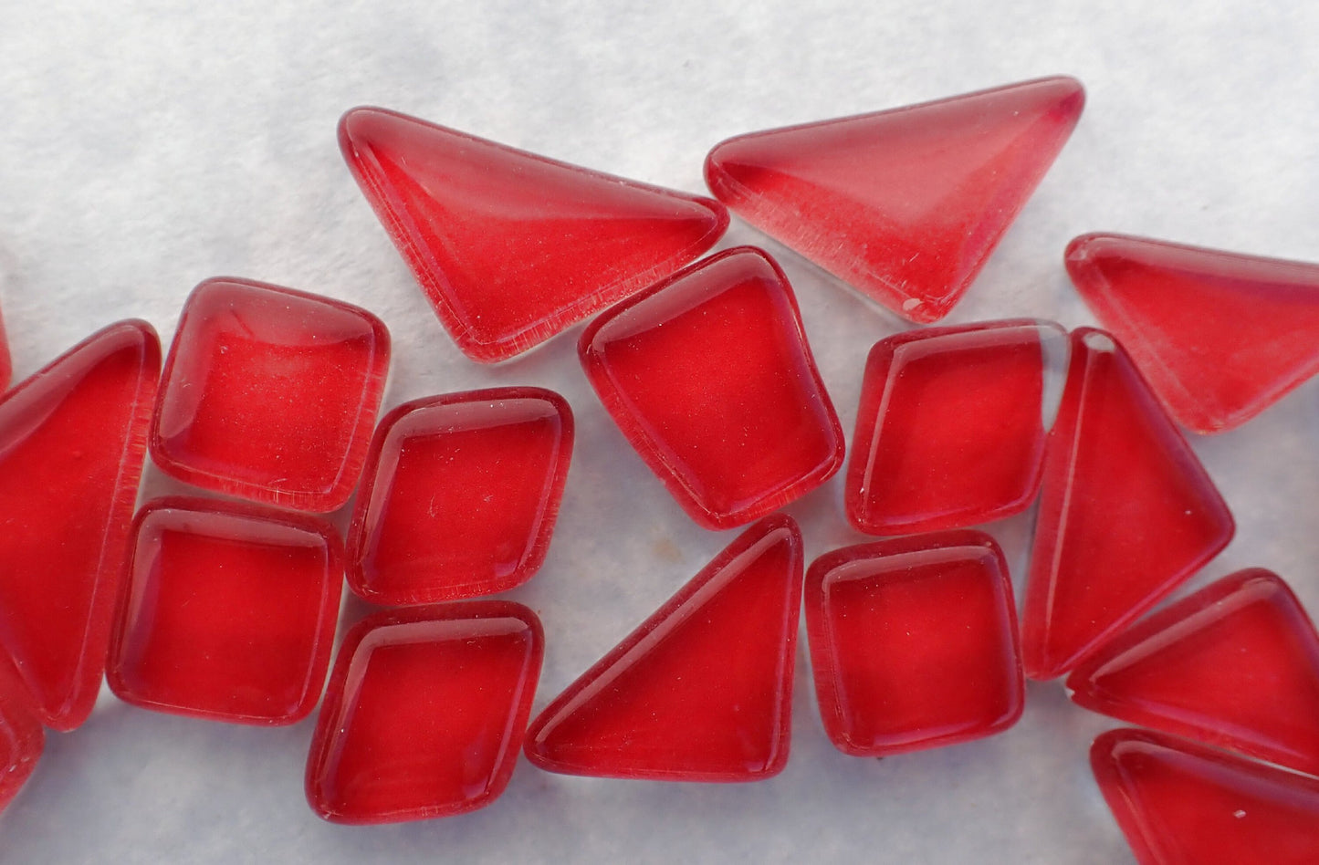 Red Glass Puzzle Tiles - Assorted Shapes - 100 grams Mosaic Tiles