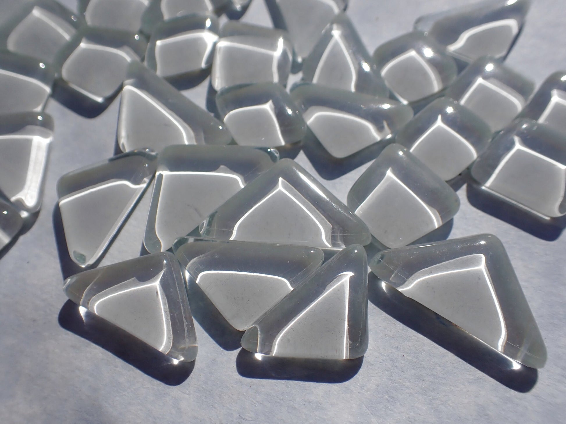 White Glass Puzzle Tiles - Assorted Shapes - 100 grams Mosaic Tiles