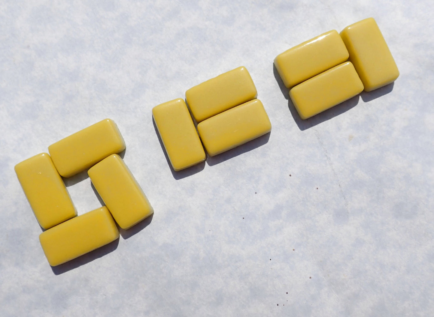 Mellow Yellow Rectangle Mosaic Tiles - 20mm - 100g Opaque Glass Bars - Approx 35 Tiles