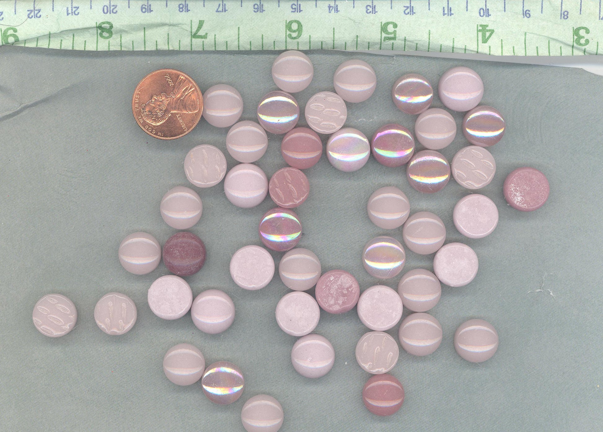 Light Pink Mix Glass Drops Mosaic Tiles - 100 grams - Mix of Gloss and Iridescent 12mm Glass Gems - Over 60 Tiles