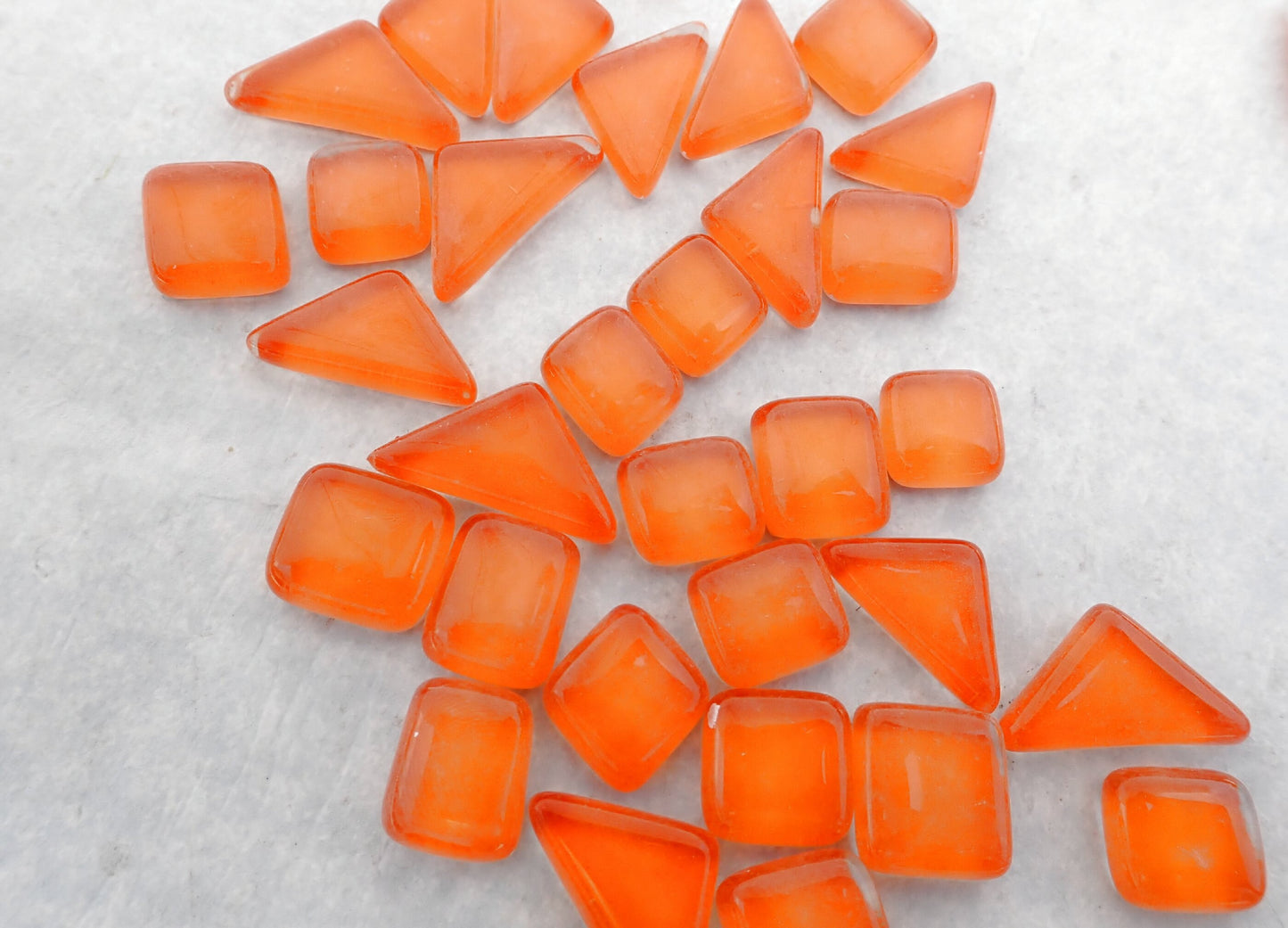 Orange Glass Puzzle Tiles - Assorted Shapes - 100 grams Mosaic Tiles