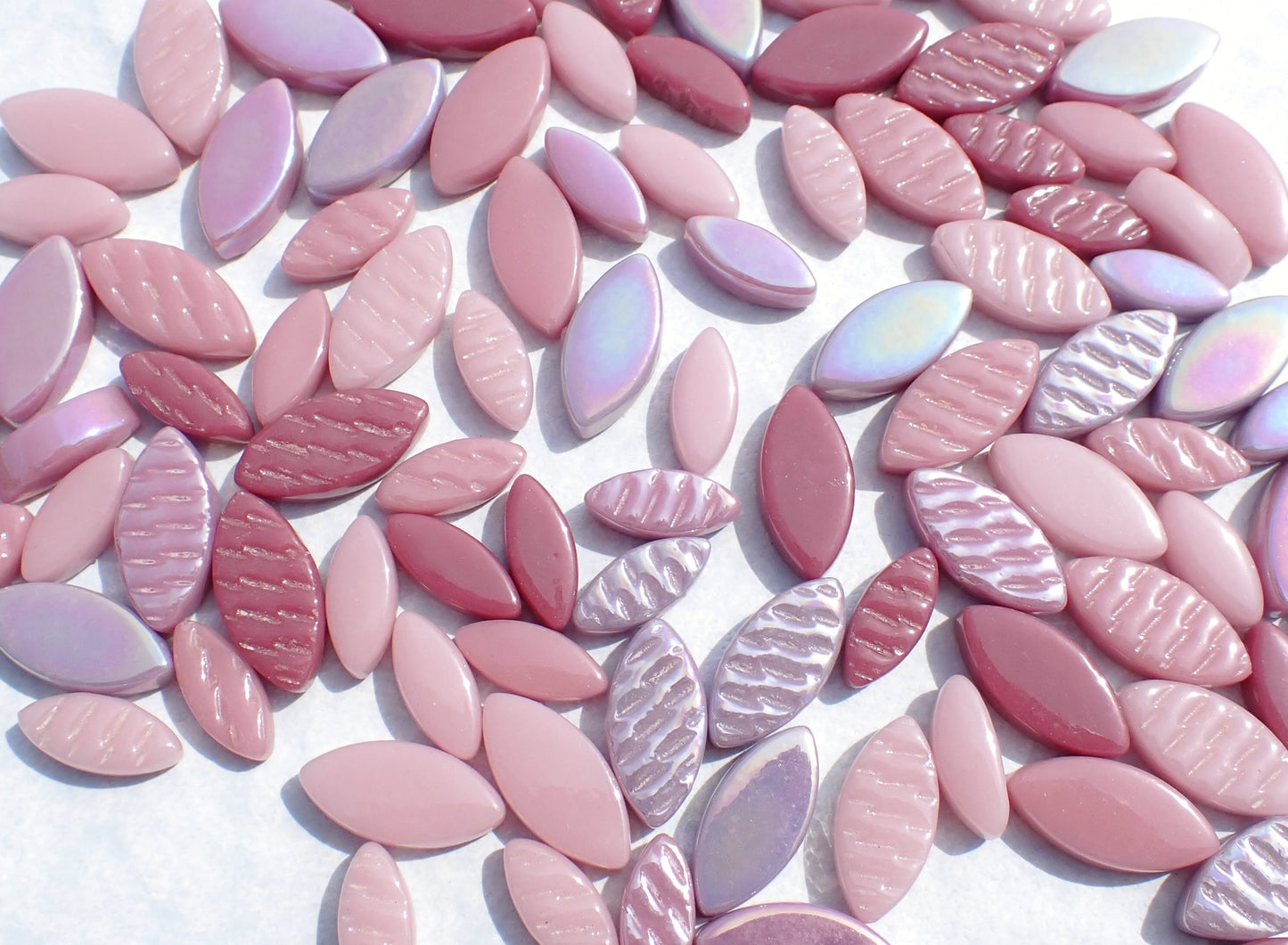 Plenty of Pink Glass Leaves - 50g of Petals in 14mm and 19mm Mix of 2 Sizes - Cherry Blossom