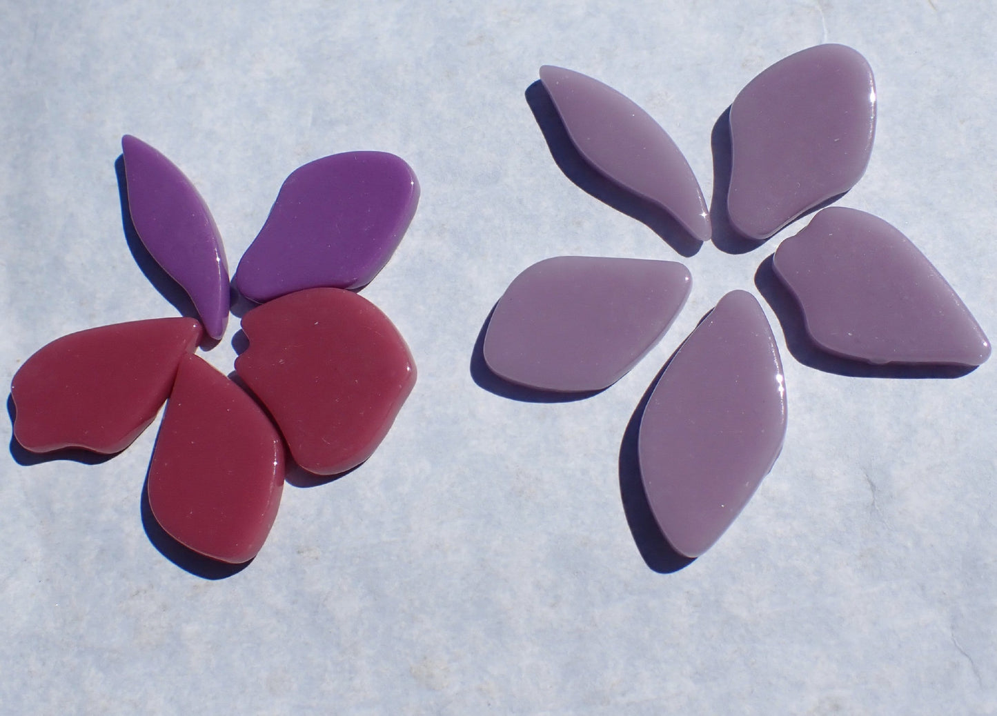 Purple and Deep Pink Glass Petals - 50g of Leaves in a Mix of Shapes and Sizes - Verbena Bouquet