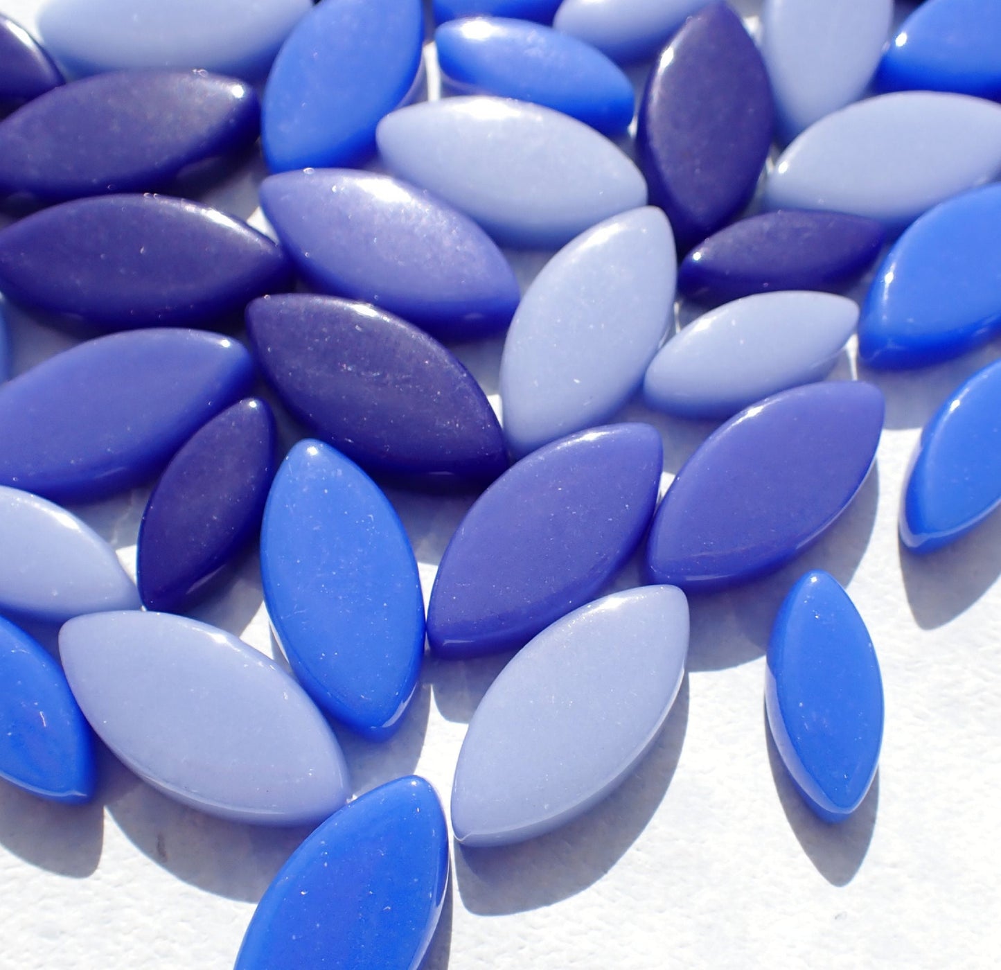 Shades of Blue Glass Leaves - 50g of Petals in 14mm and 19mm Mix of 2 Sizes - Morning Glory