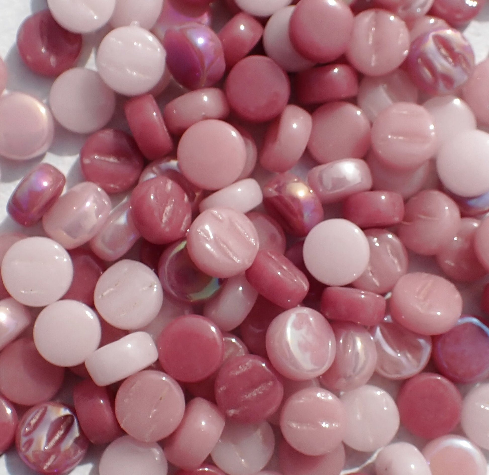 Pink Mix MINI Glass Drops Mosaic Tiles - 50 grams Darling Dotz - Over 100 Tiles - Strawberry Shortcake