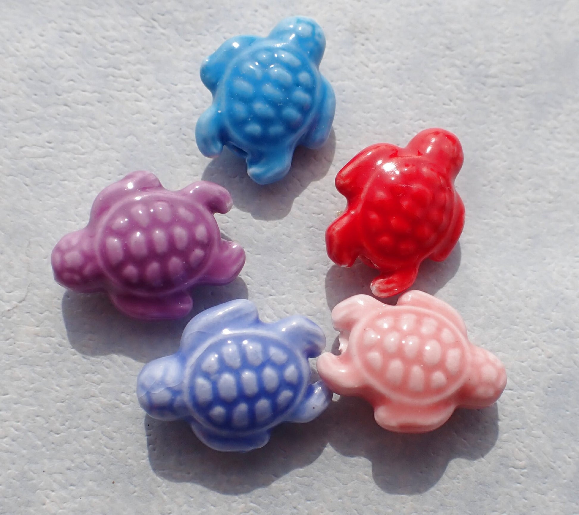 Colorful Sea Turtles Ceramic Beads - Half or Full Strand - Use for Mosaics