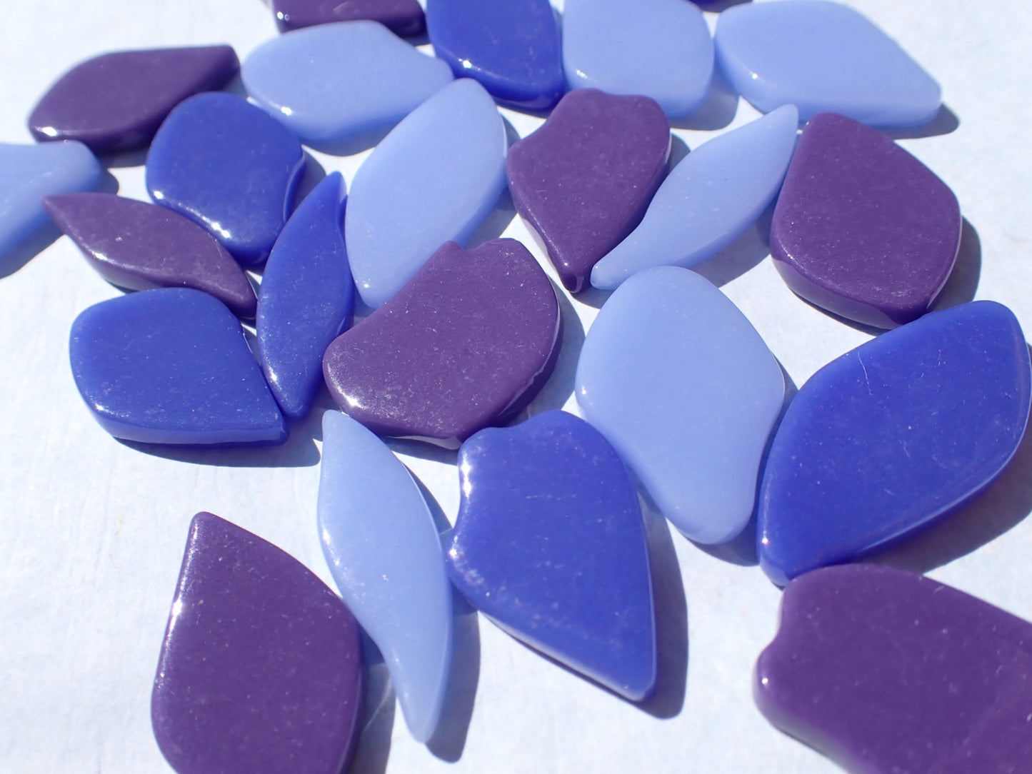 Blue and Purple Glass Petals - 50g of Leaves in a Mix of Shapes and Sizes - Salvia Bouquet