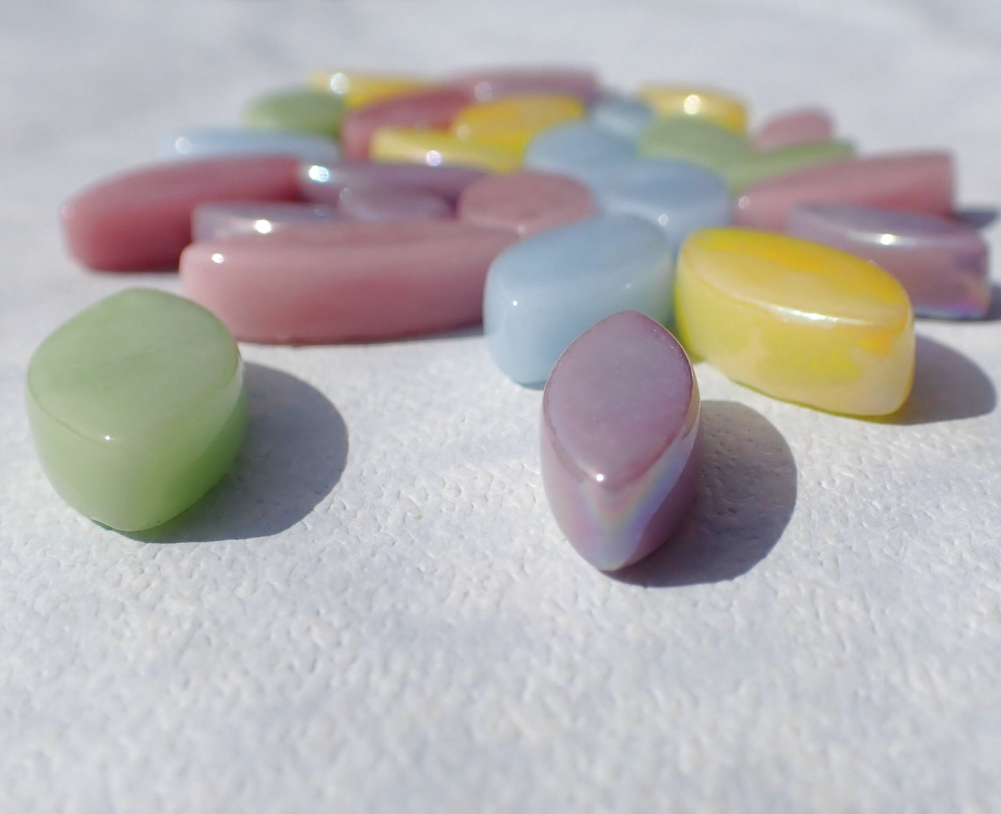 Pastel Glass Leaves - 50g of Petals in 14mm and 19mm Mix of 2 Sizes - Snapdragon