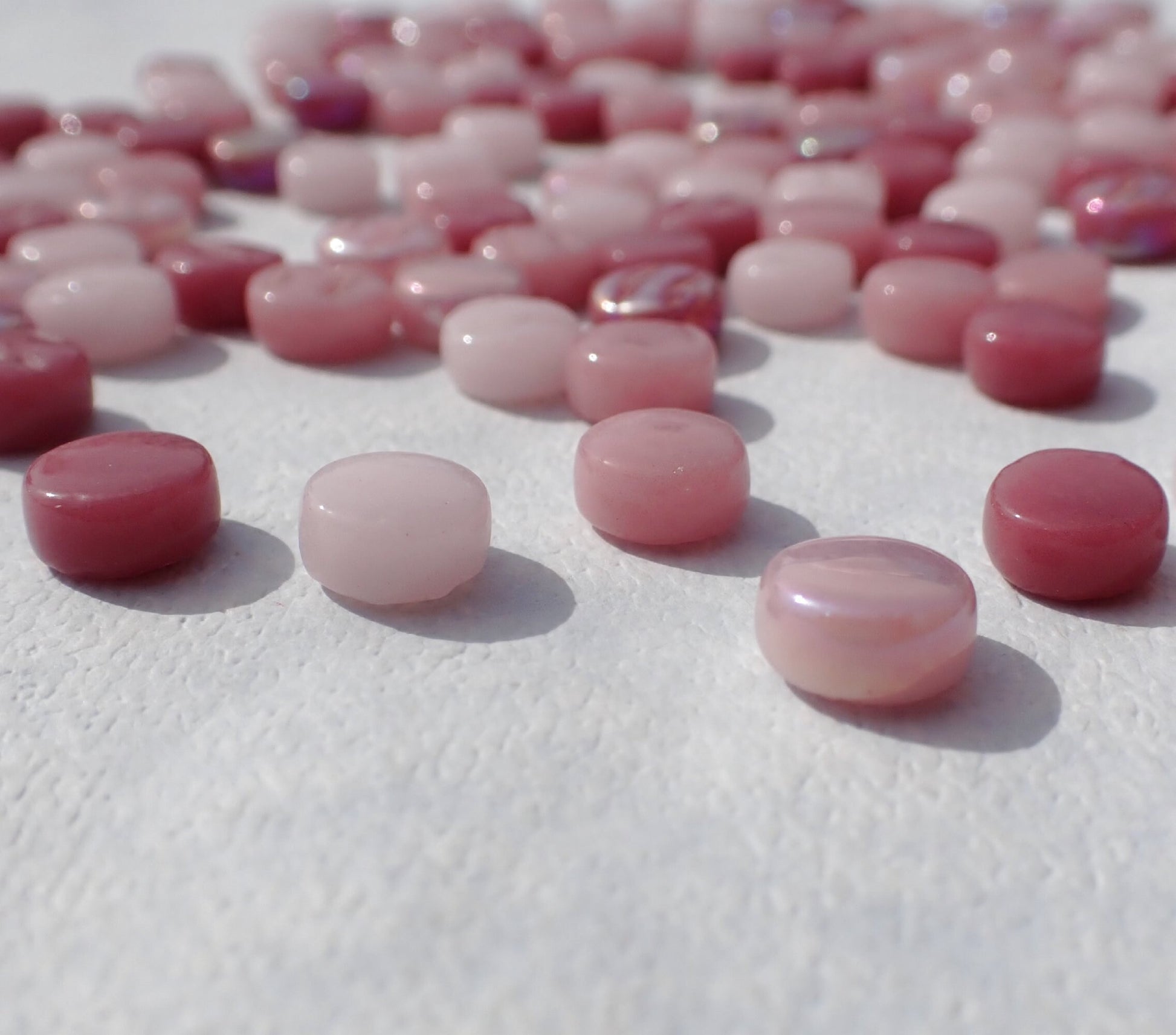 Pink Mix MINI Glass Drops Mosaic Tiles - 50 grams Darling Dotz - Over 100 Tiles - Strawberry Shortcake