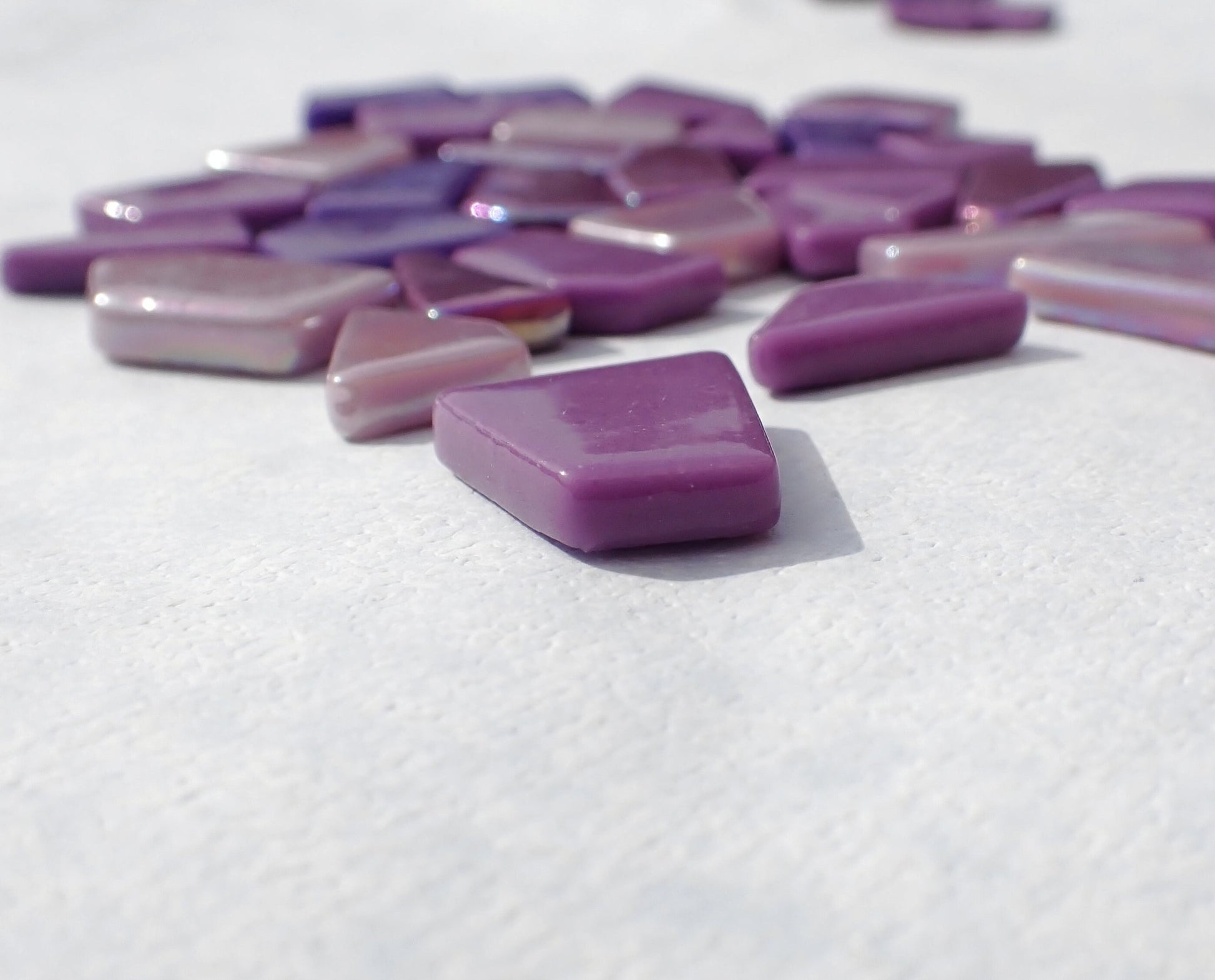 Purple Shades Irregular Glass Tiles - 50g of Polygons in Mix of Sizes - Mistral