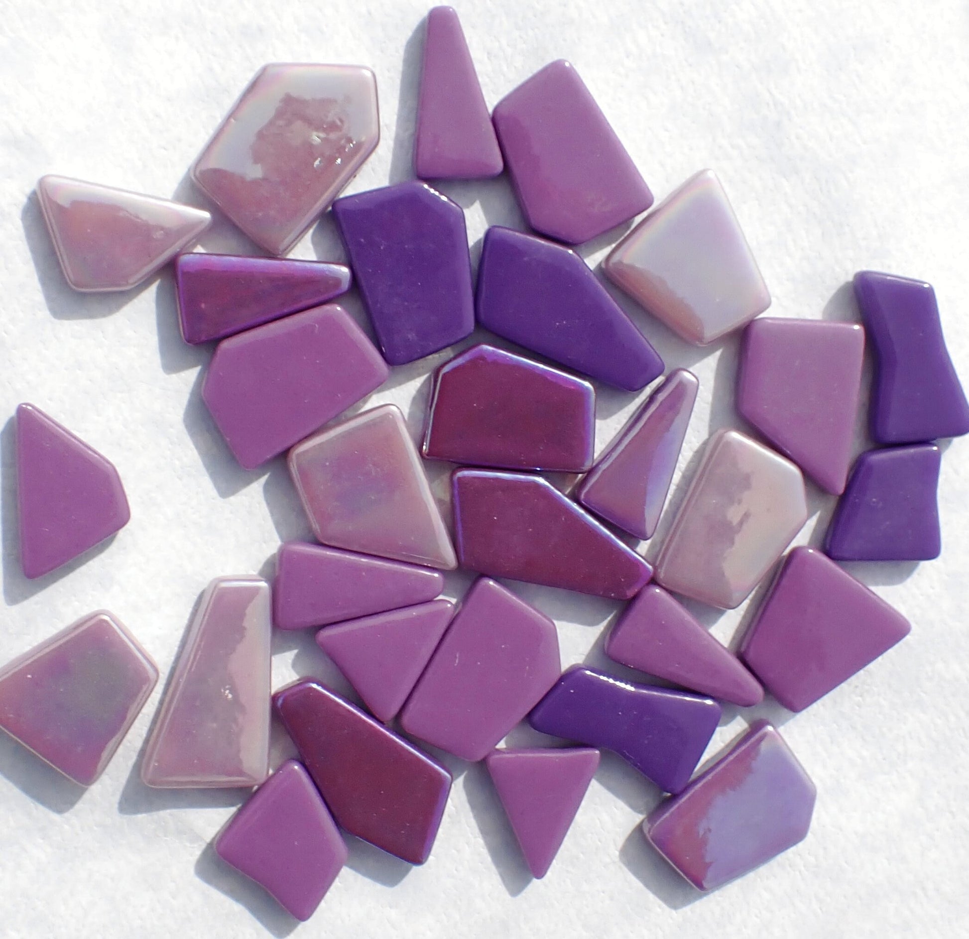 Purple Shades Irregular Glass Tiles - 50g of Polygons in Mix of Sizes - Mistral