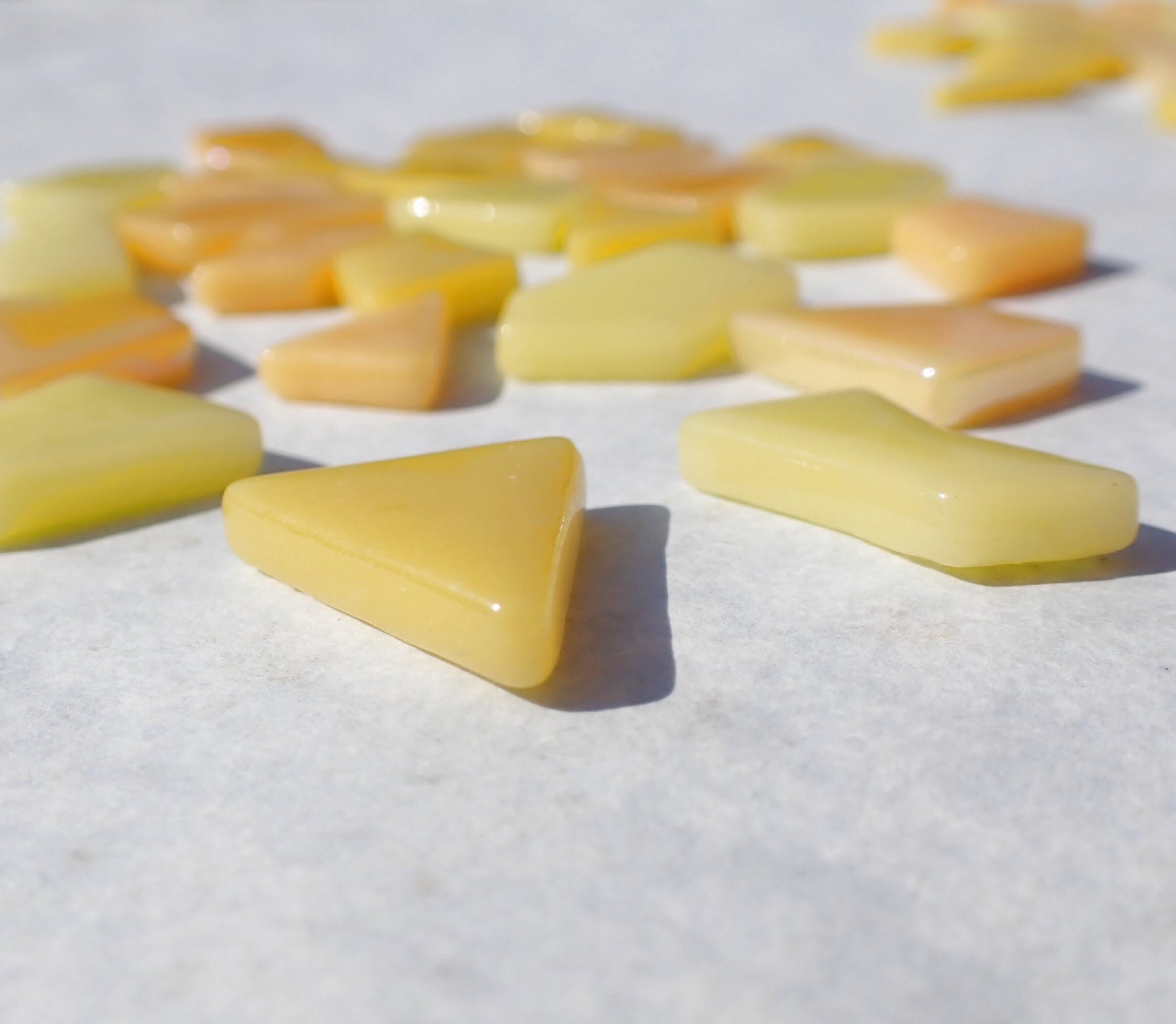 Yellow Medley Irregular Glass Tiles - 50g of Polygons in Mix of Sizes - Golden Hour