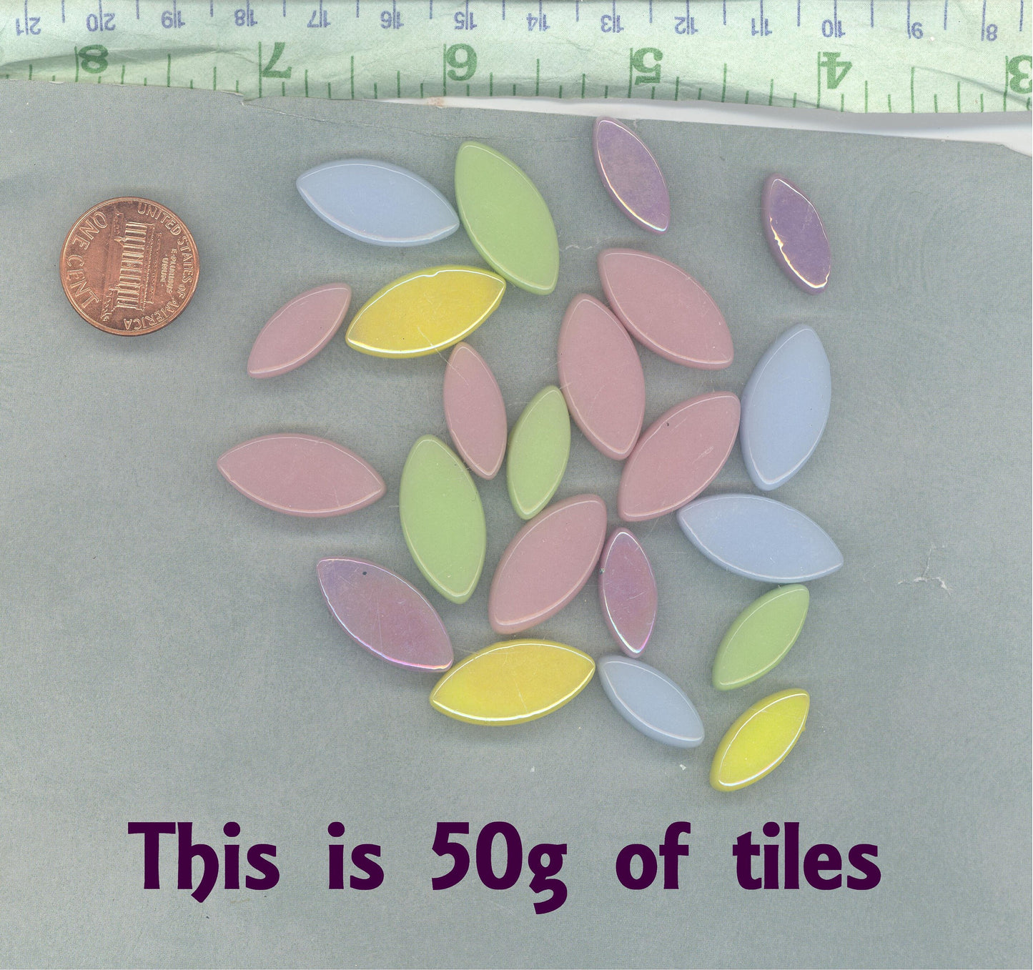 Pastel Glass Leaves - 50g of Petals in 14mm and 19mm Mix of 2 Sizes - Snapdragon