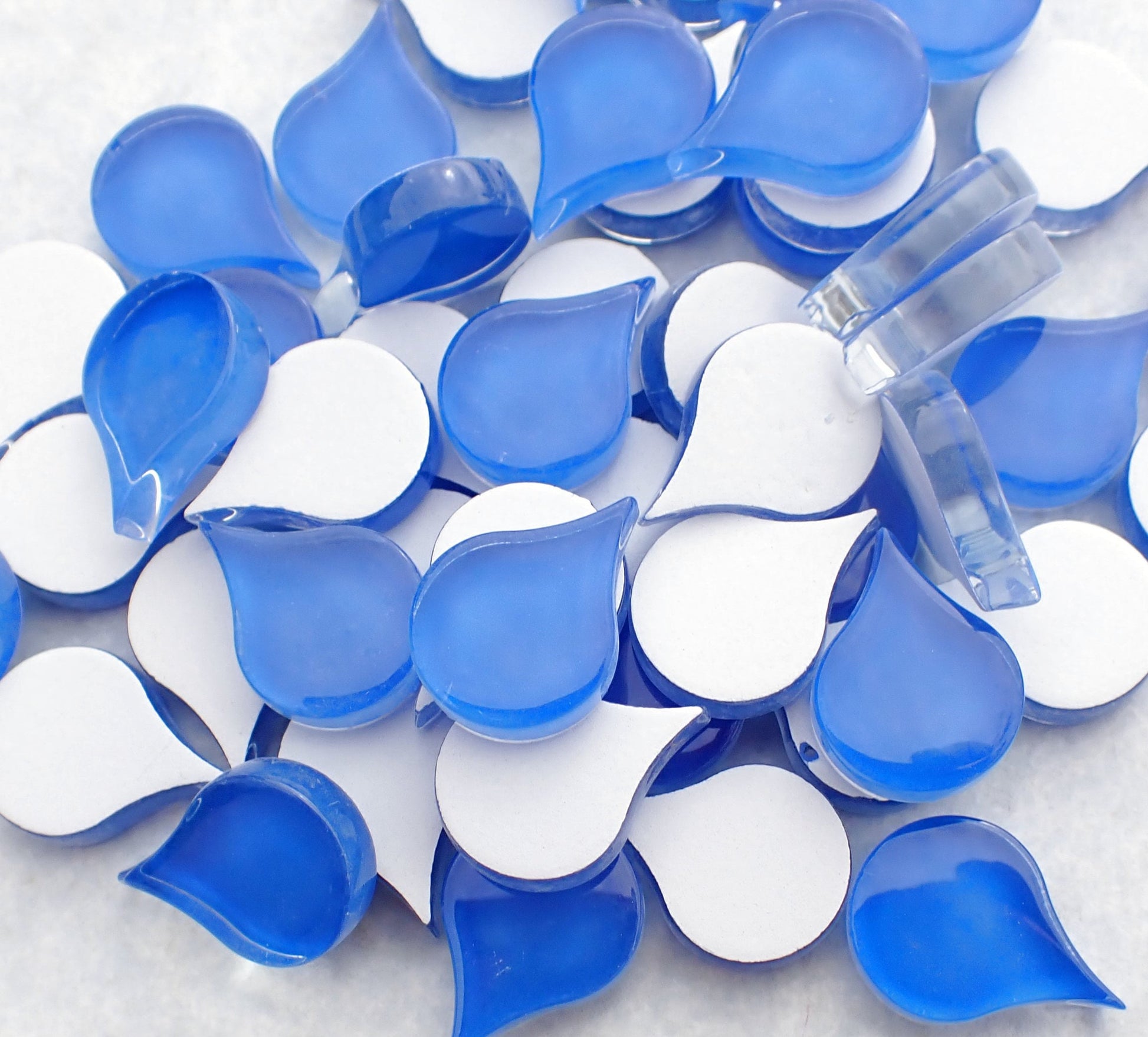 Cobalt Blue Raindrop Glass Tiles - 50g - Over 30 Crystal Mosaic Mandala Tiles