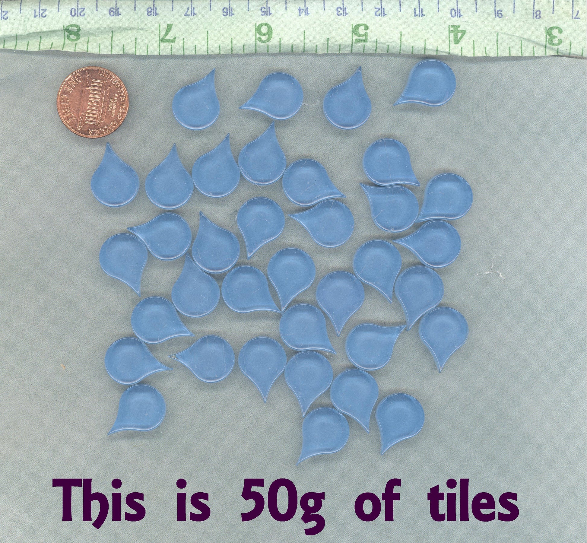 Turquoise Raindrop Glass Tiles - 50g - Over 30 Crystal Mandala Mosaic Tiles