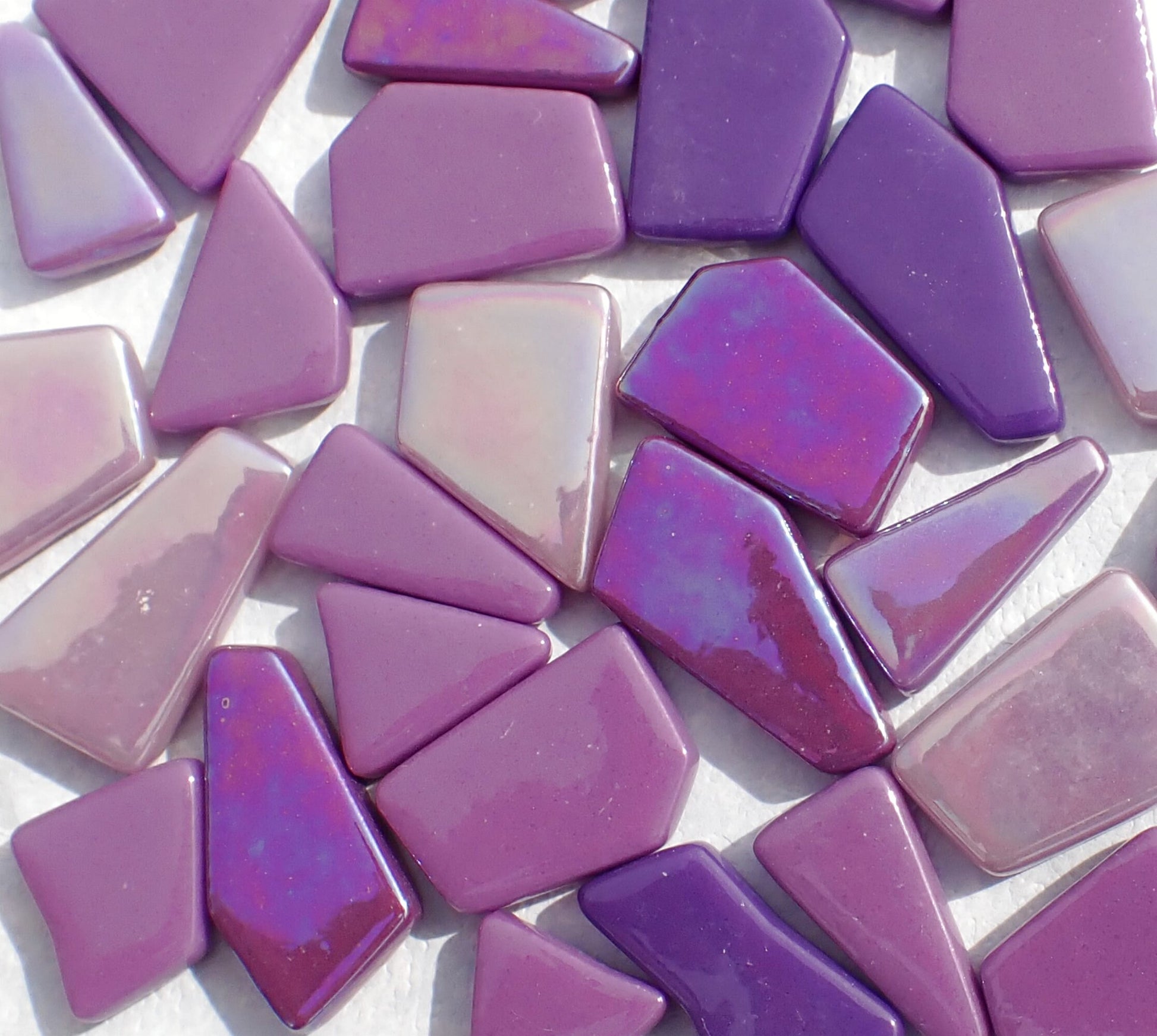 Purple Shades Irregular Glass Tiles - 50g of Polygons in Mix of Sizes - Mistral