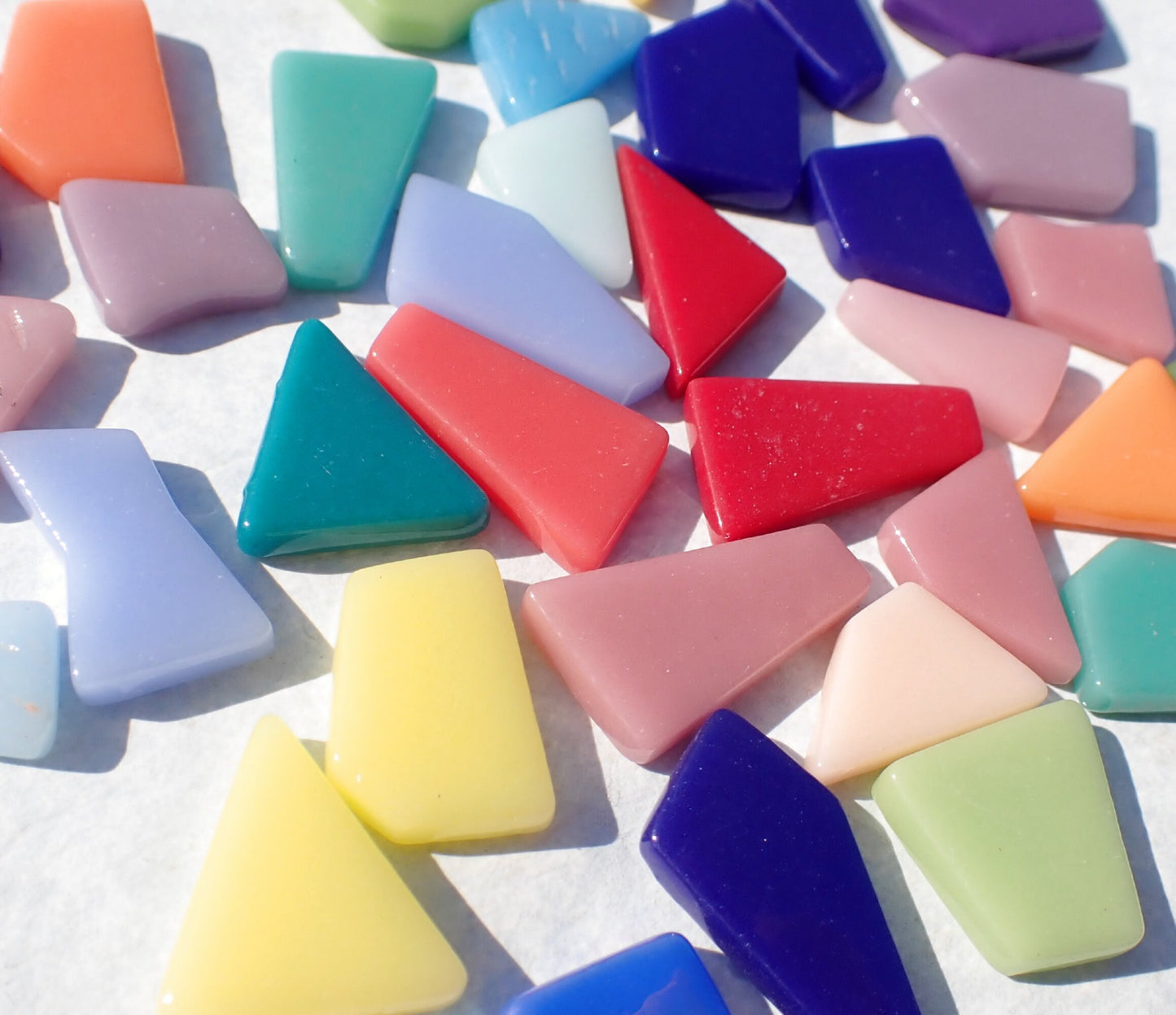 Colorful Medley Irregular Glass Tiles - 50g of Polygons in Mix of Sizes - Tropix