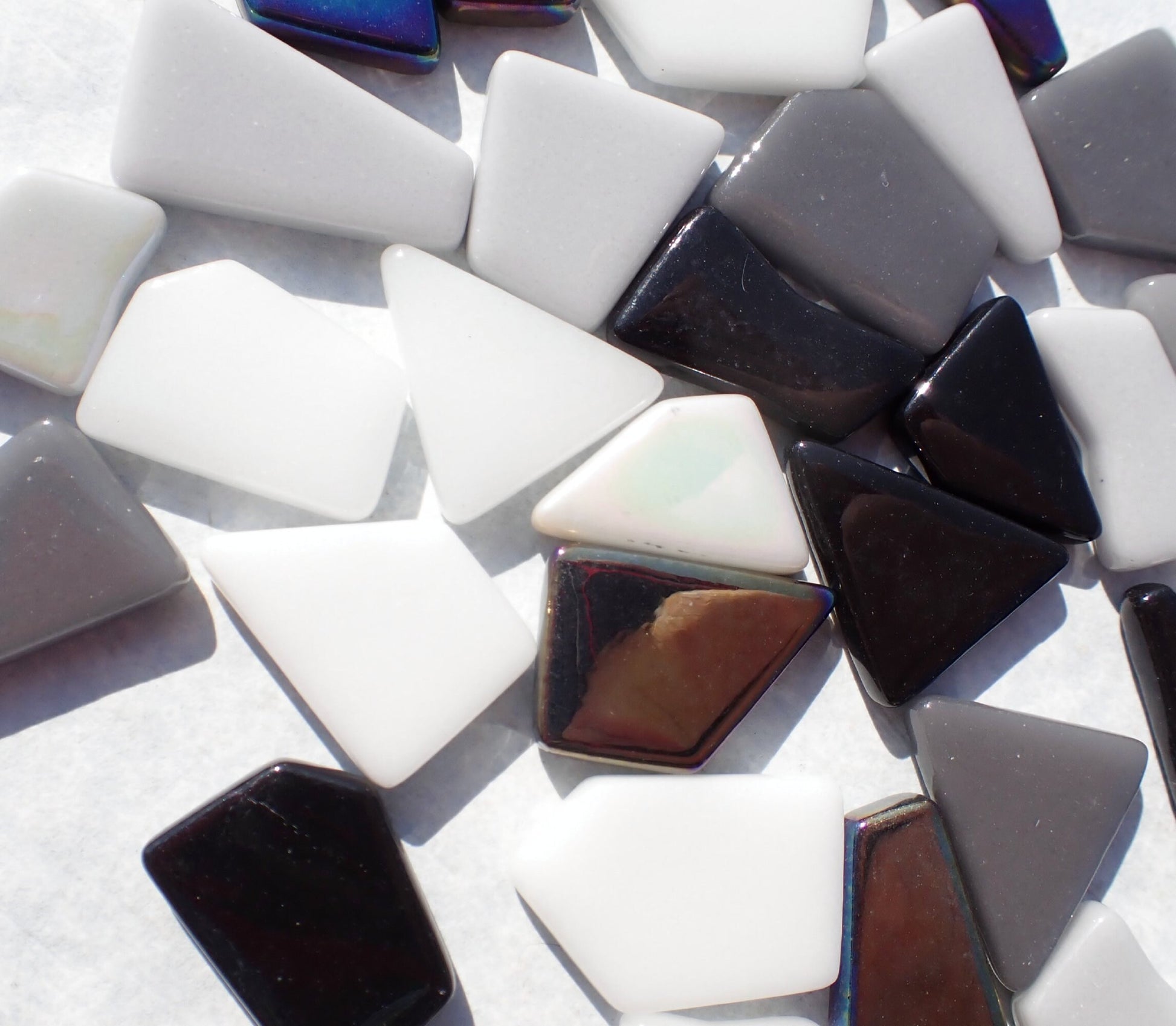 Monochrome Medley Irregular Glass Tiles - 50g of Polygons in Mix of Sizes - Twilight