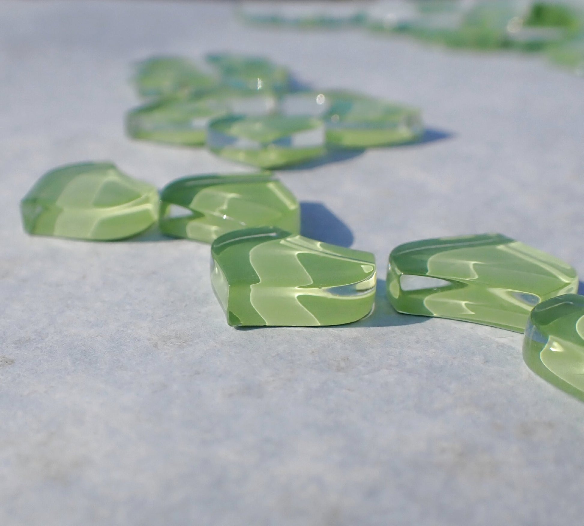 Fresh Green Fishscale Glass Tiles - 50g - Approximately 30 Crystal Mandala Mosaic Tiles