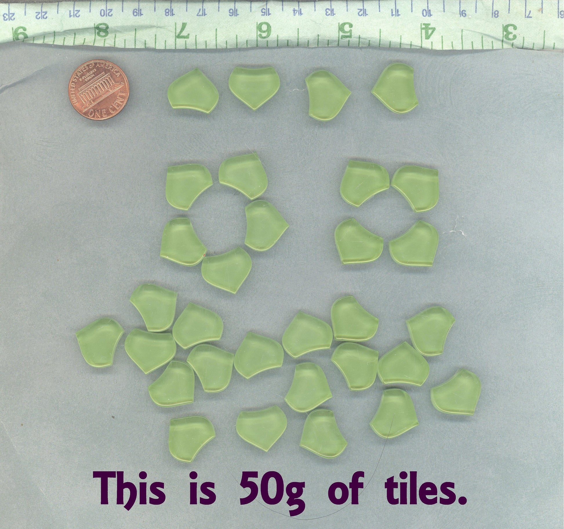 Fresh Green Fishscale Glass Tiles - 50g - Approximately 30 Crystal Mandala Mosaic Tiles