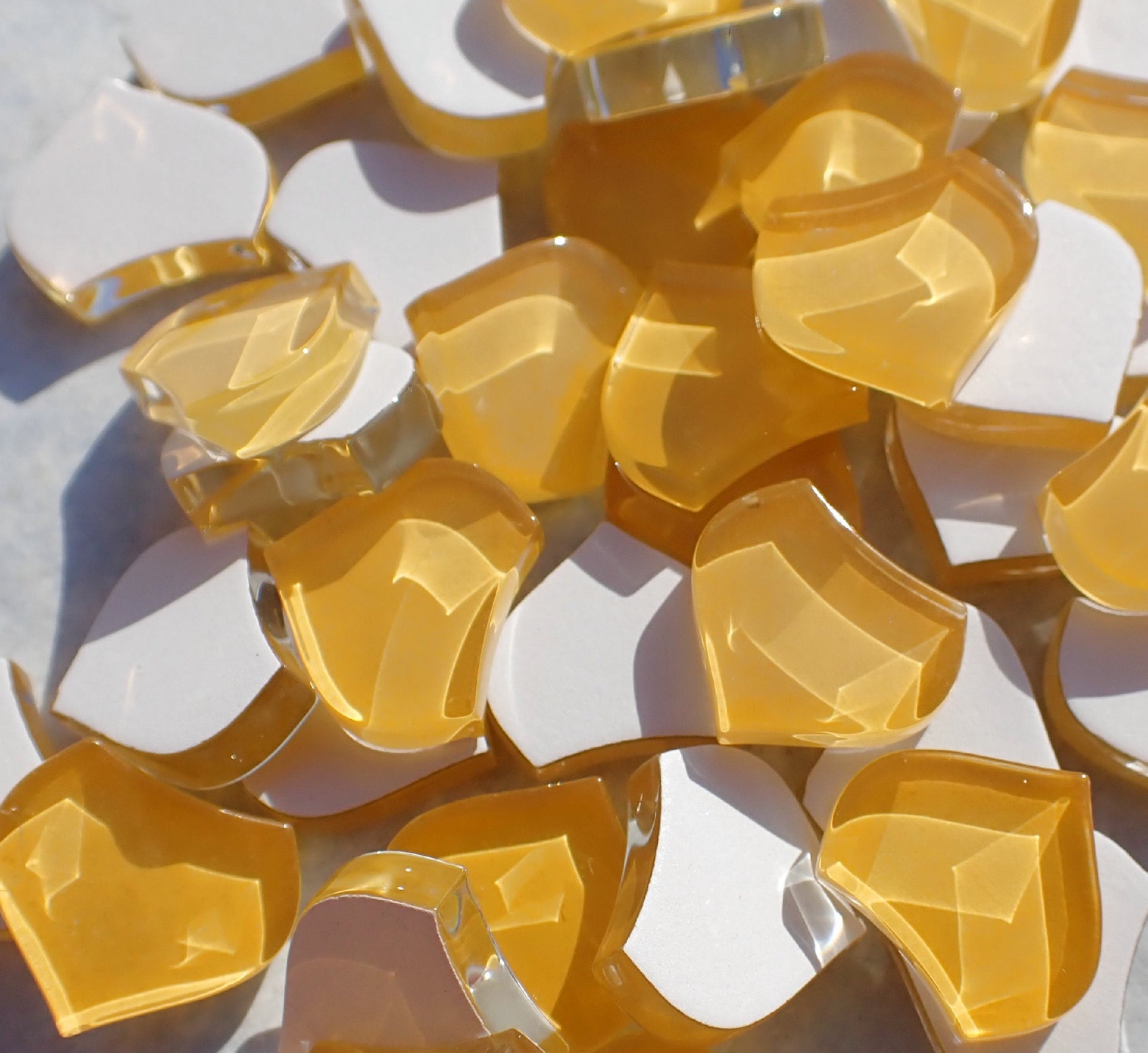 Golden Yellow Fishscale Glass Tiles - 50g - Approximately 30 Crystal Mandala Mosaic Tiles