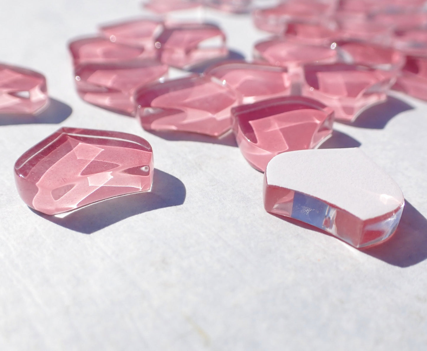 Pink Fishscale Glass Tiles - 50g - Approximately 30 Crystal Mandala Mosaic Tiles in Summer Rose