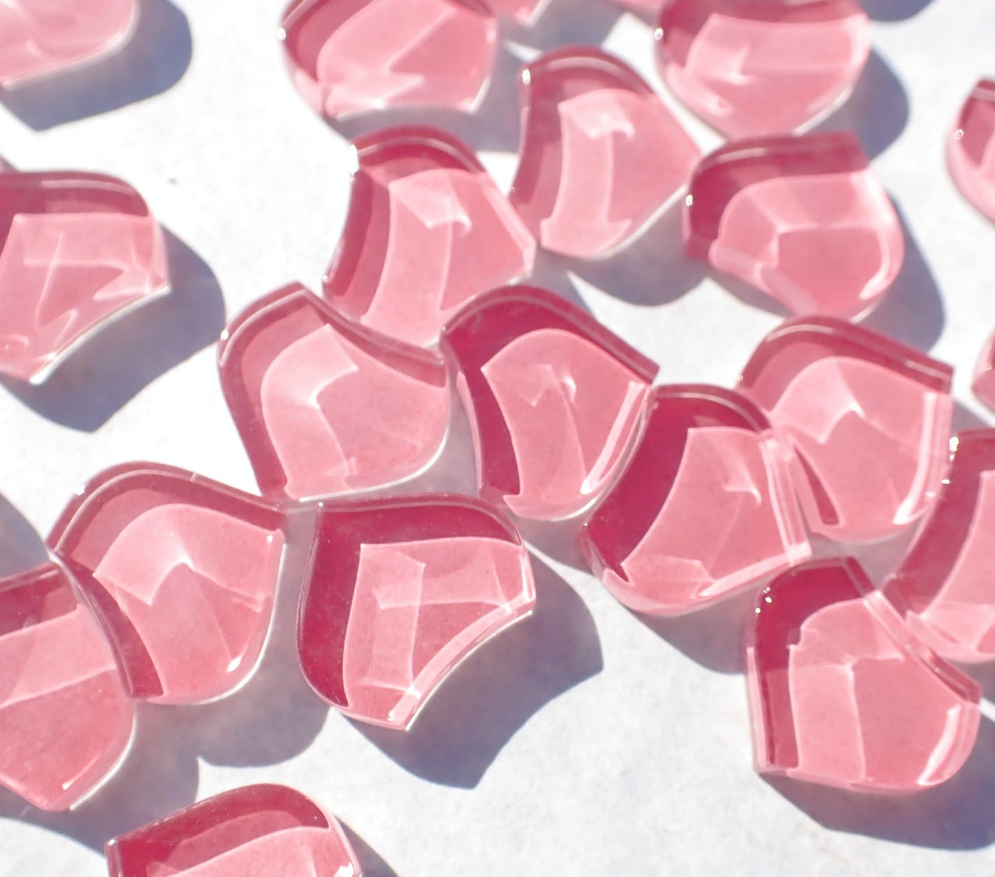 Pink Fishscale Glass Tiles - 50g - Approximately 30 Crystal Mandala Mosaic Tiles in Summer Rose