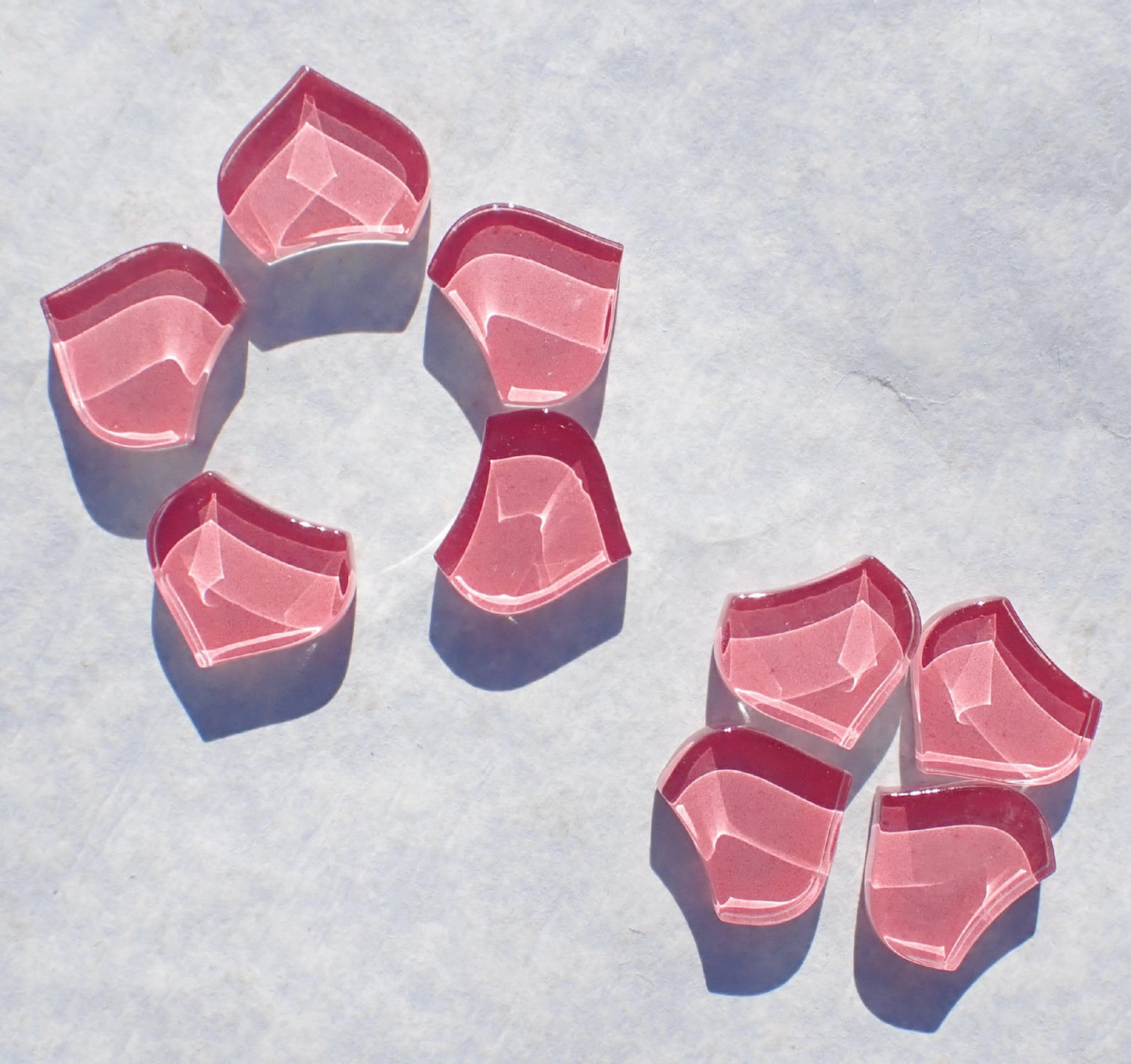 Pink Fishscale Glass Tiles - 50g - Approximately 30 Crystal Mandala Mosaic Tiles in Summer Rose