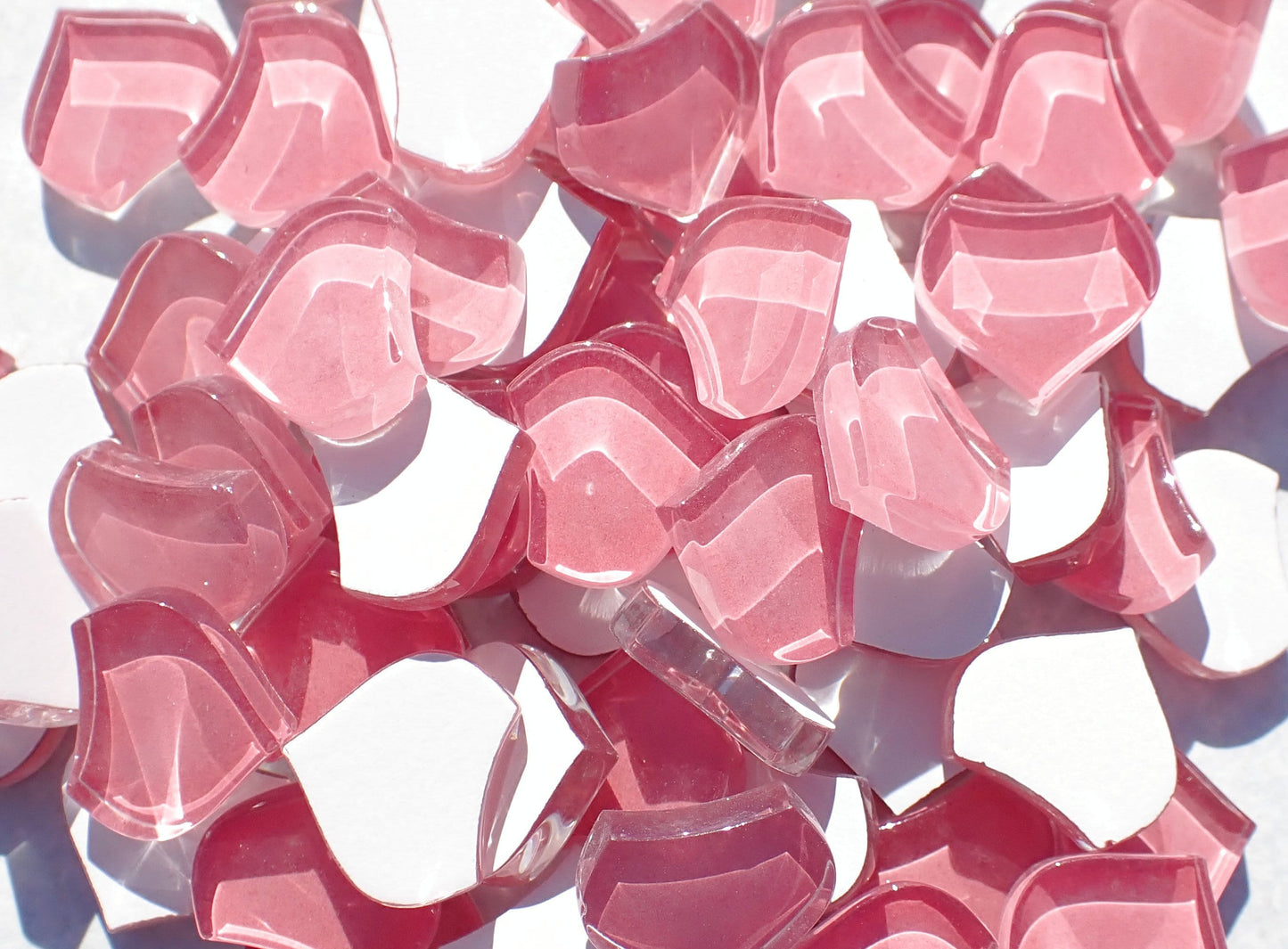 Pink Fishscale Glass Tiles - 50g - Approximately 30 Crystal Mandala Mosaic Tiles in Summer Rose