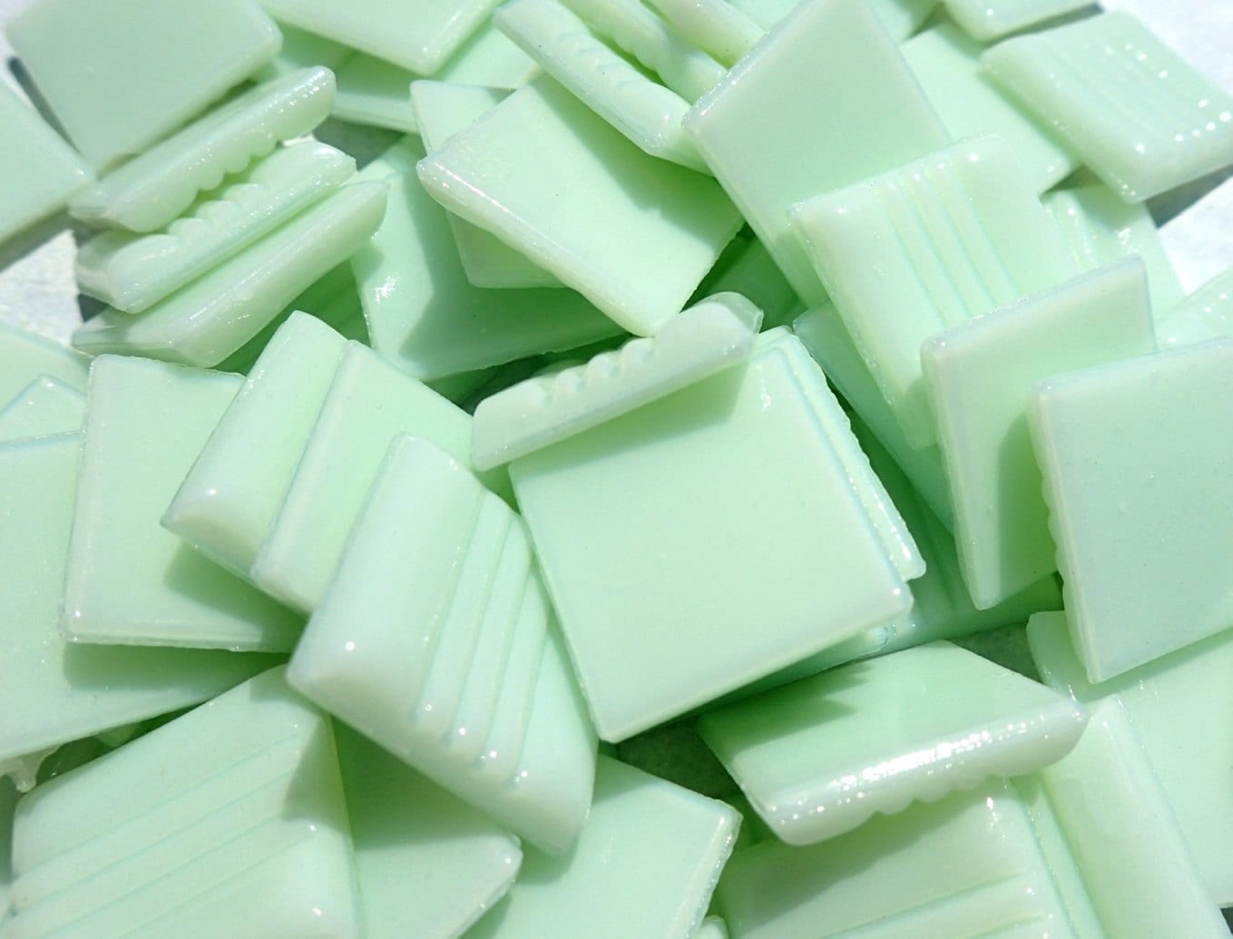 Light Green Glass Mosaic Tiles Squares - 20mm - Half Pound of Venetian Tiles for Craft Projects and Decorations