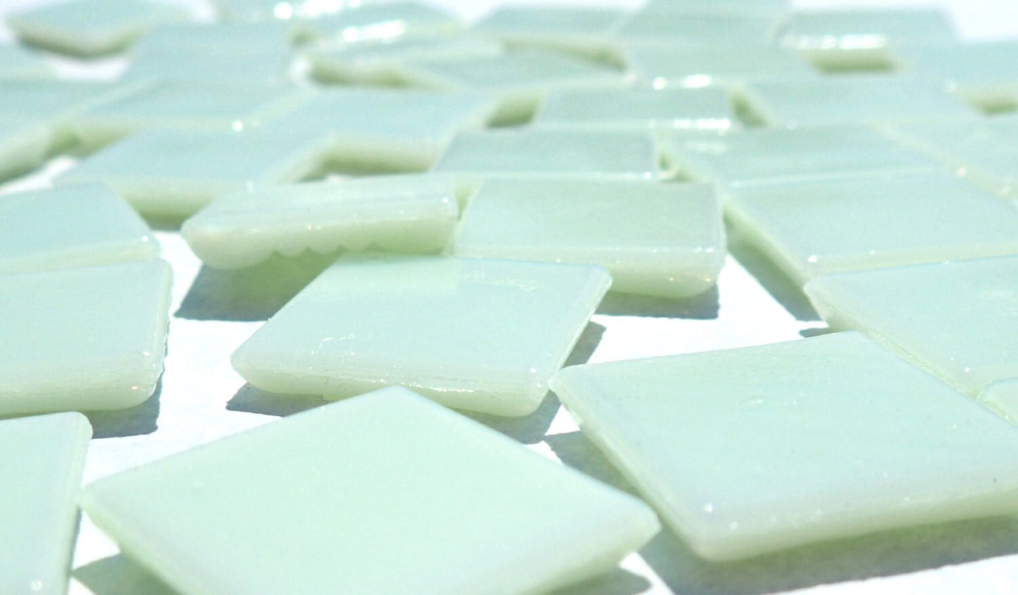 Light Green Glass Mosaic Tiles Squares - 20mm - Half Pound of Venetian Tiles for Craft Projects and Decorations